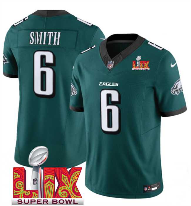 Men & Women & Youth Philadelphia Eagles #6 DeVonta Smith Green 2025 Super Bowl LIX Patch New F.U.S.E. Vapor Limited Stitched Jersey